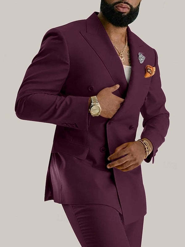 Double Breasted Six-Button Business Suit For Men - 2 Piece Wedding & Prom Attire-BMbridal