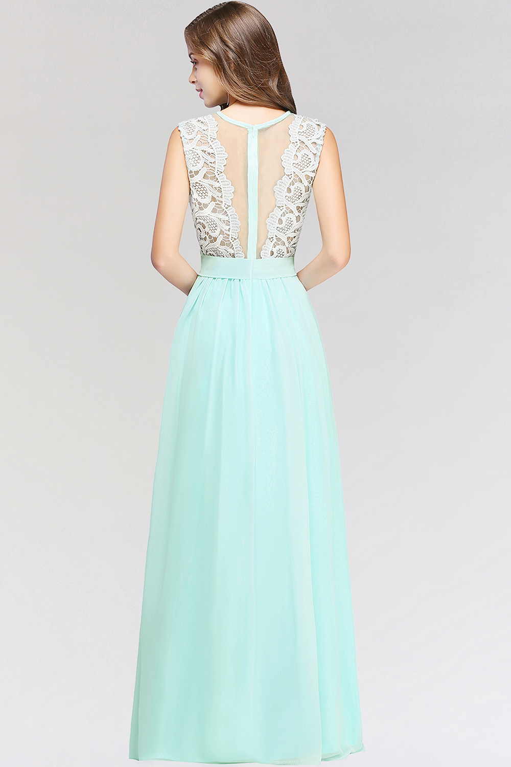 BMbridal Elegant Lace Jewel Sleeveless Chiffon Bridesmaid Dresses Affordable-BMbridal