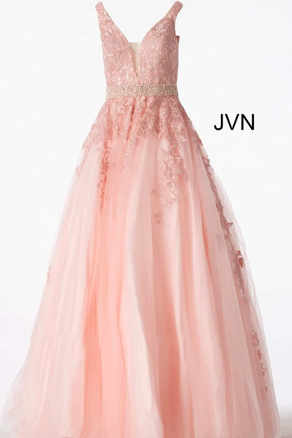 Black V Neck Backless Sleeveless Prom Dress With Applique Beading