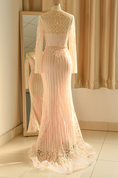 BMbridal Glamorous Long Sleeve Sequins Prom Dress Mermaid Long Online