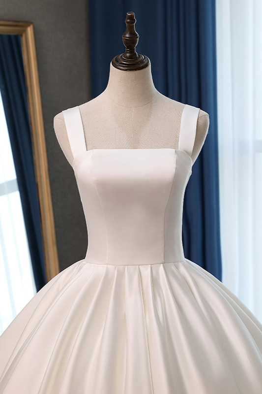 BMbridal Elegant Ball Gown Straps Square-Neck Wedding Dress Ruffles Sleeveless Bridal Gowns Online