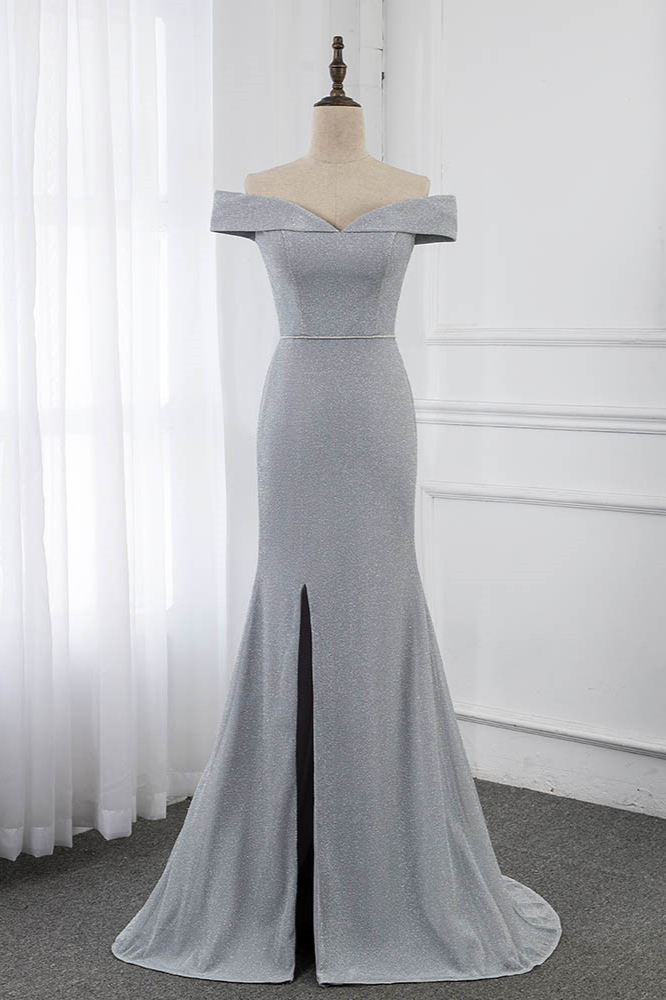 BMbridal Chic Off-the-Shoulder Sleeveless Long Prom Dresses with Front Slit Online
