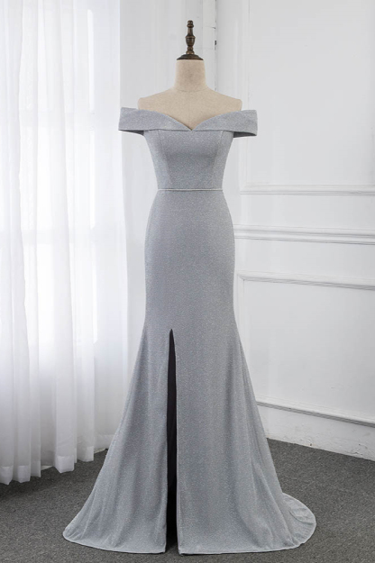 BMbridal Chic Off-the-Shoulder Sleeveless Long Prom Dresses with Front Slit Online