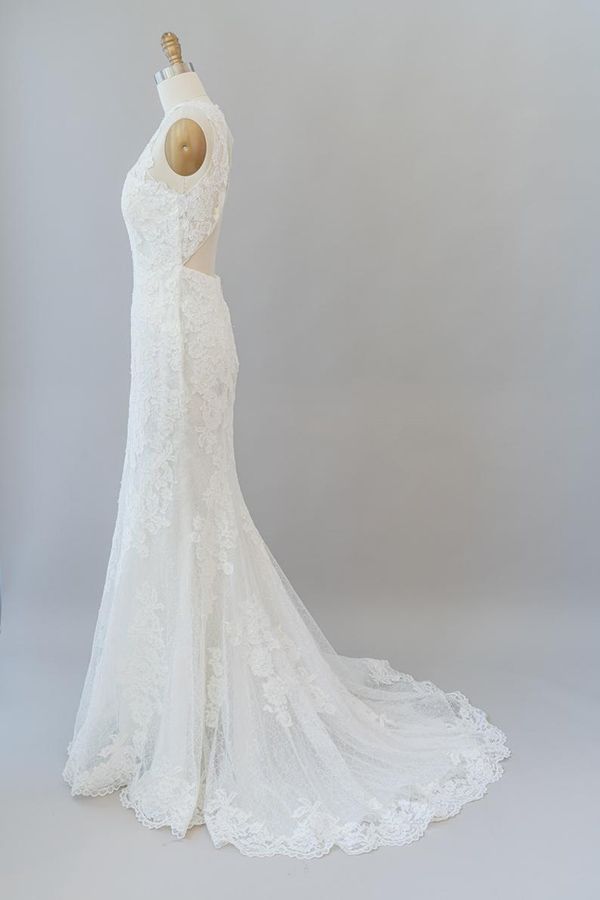 BMbridal Awesome Illusion Lace Mermaid Wedding Dress On Sale-BMbridal