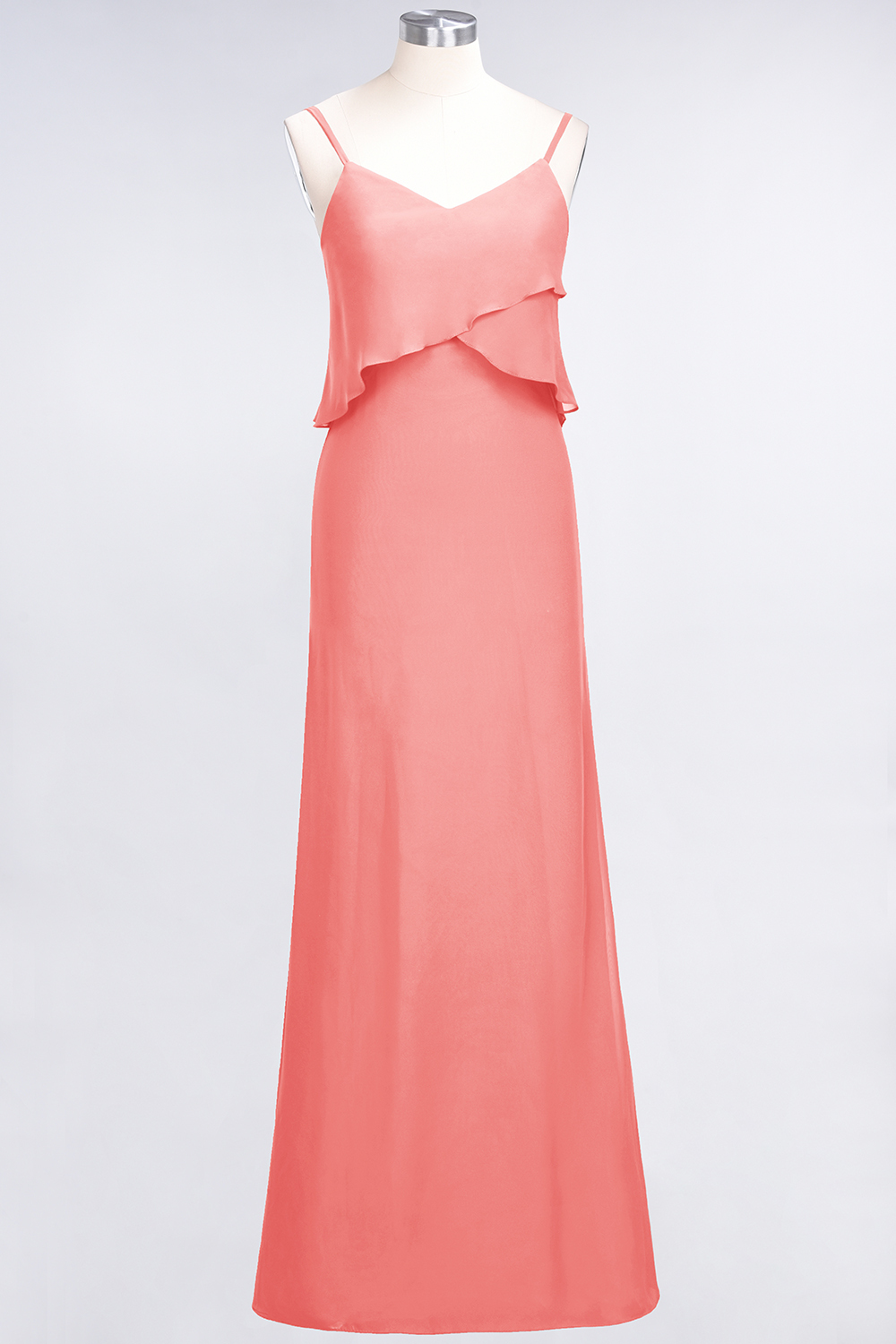 BMbridal Affordable Spaghetti-Straps V-Neck Burgundy Chiffon Bridesmaid Dresses-BMbridal