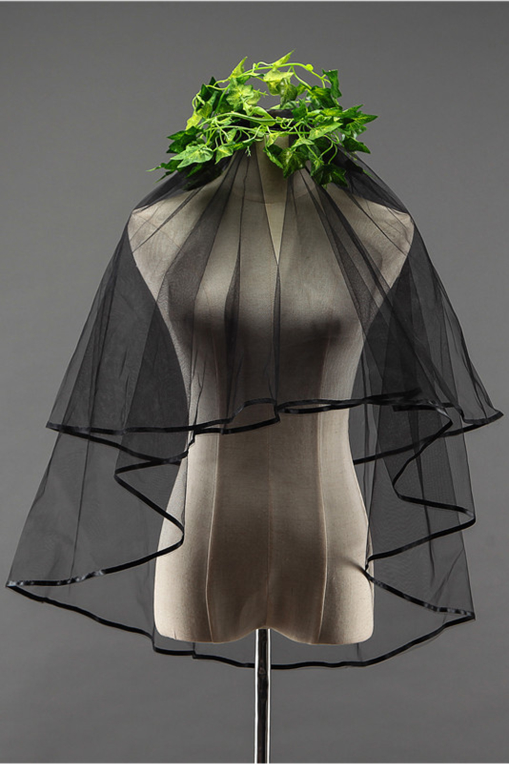 BMbridal Sexy Black Tulle Ribbon Edge Wedding Veil-BMbridal