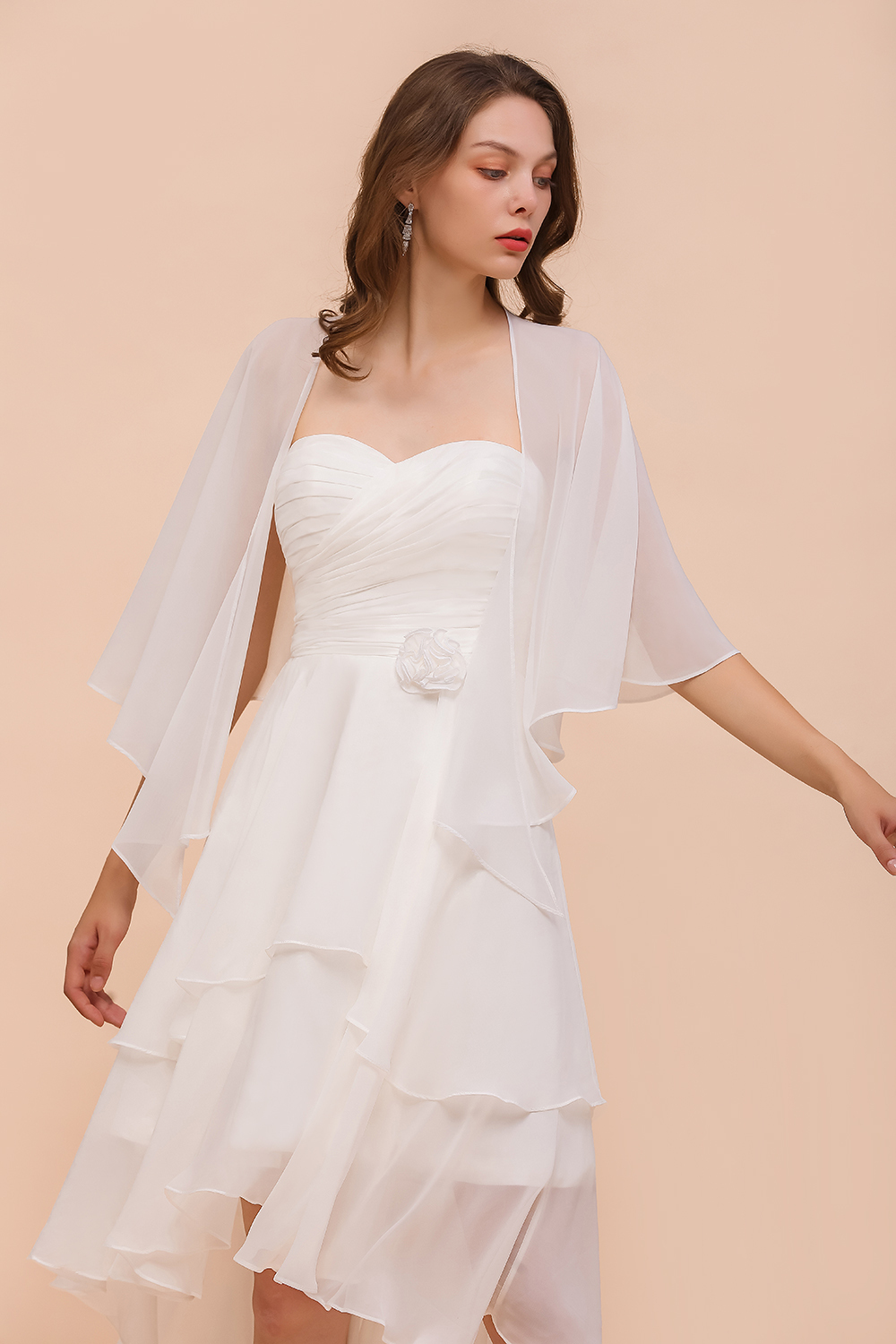 BMbridal White Chiffon Special Occasions Wraps-BMbridal