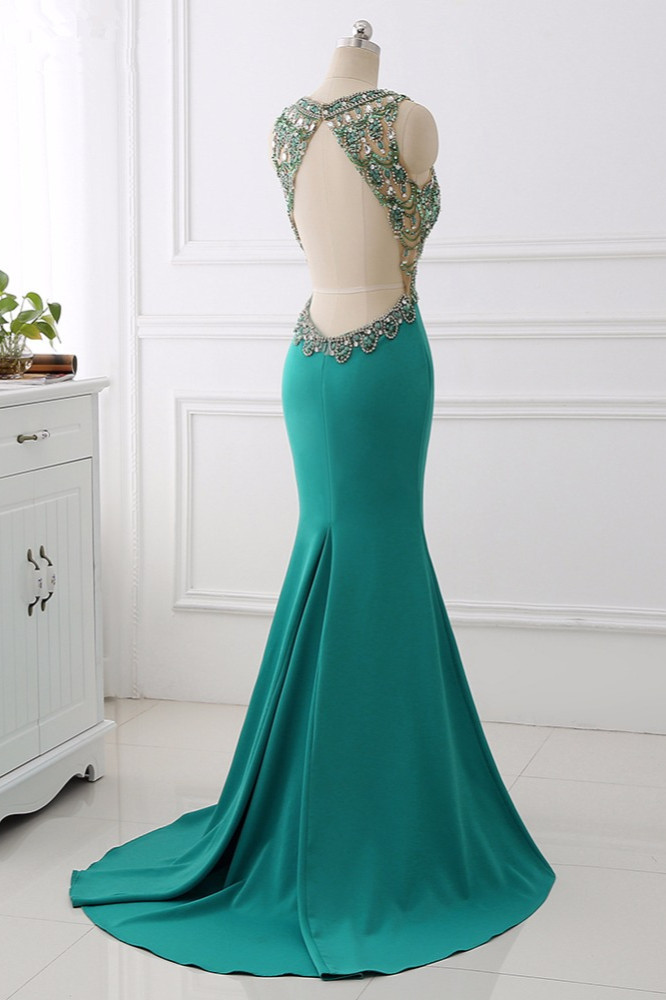 BMbridal Sexy V-Neck Appliques Mermaid Prom Dresses Sleeveless with Crystals On Sale