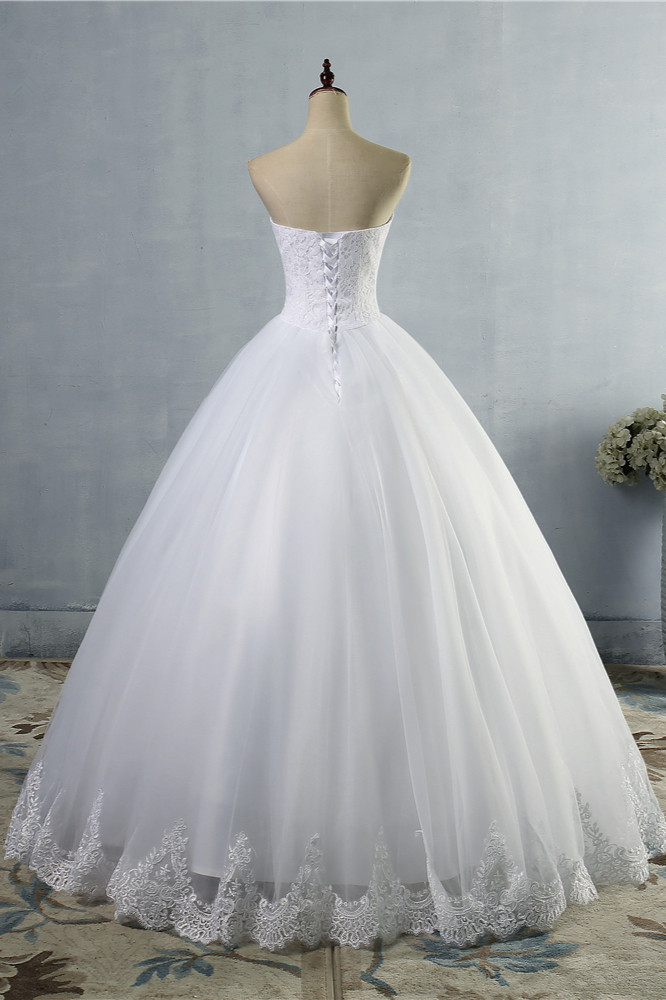 BMbridal Affordable Strapless Sweetheart Tulle Wedding Dress Sleeveless Lace Appliques Bridal Gowns On Sale-BMbridal
