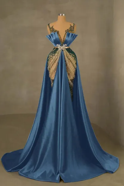 Heavy Emerald Green Straps Mermaid Prom Dress With Sleeveless Long