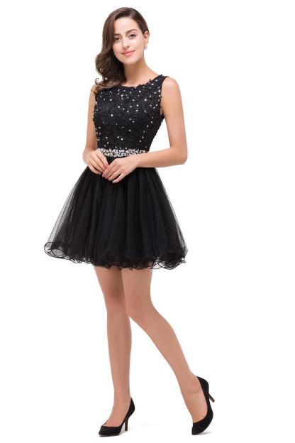 BMbridal A-line Knee-length Tulle Prom Dress with Appliques
