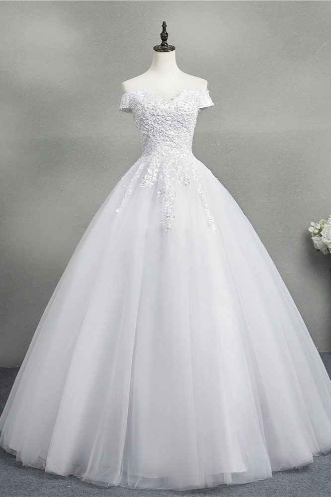 BMbridal Stunning Off-the-Shoulder Sweetheart Wedding Dresses Short Sleeves Lace Appliques Bridal Gowns On Sale-BMbridal