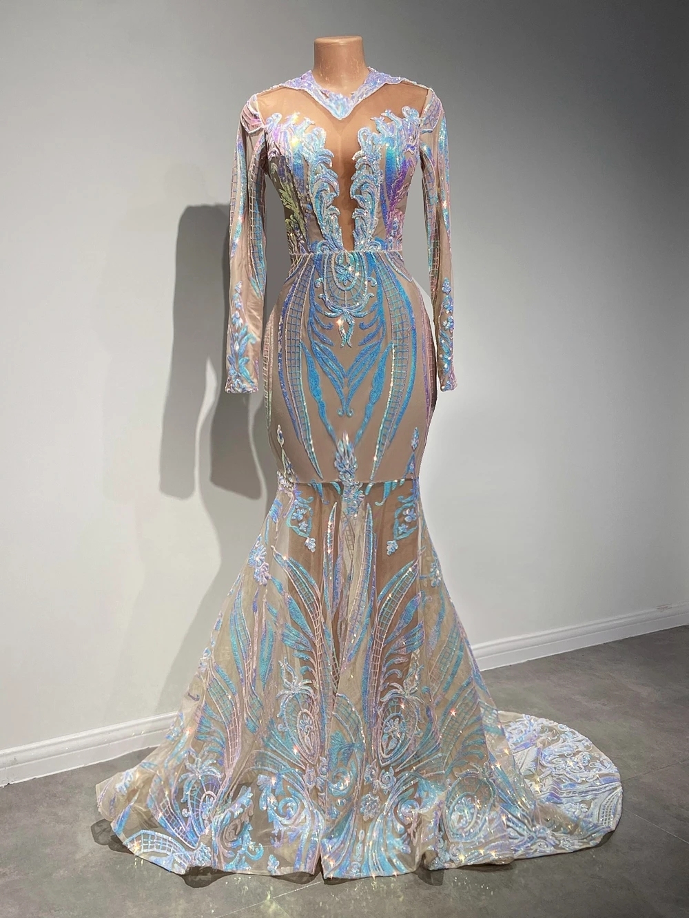 Bmbridal Long Sleeves Sequins Prom Dress Mermaid Online