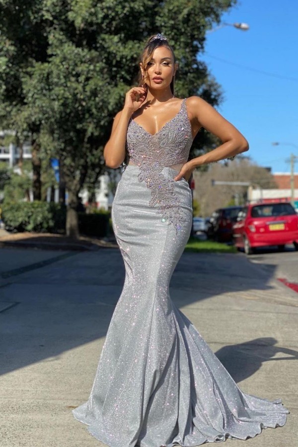 Bmbridal Glittering Sleeveless Mermaid Prom Dress With Appliques