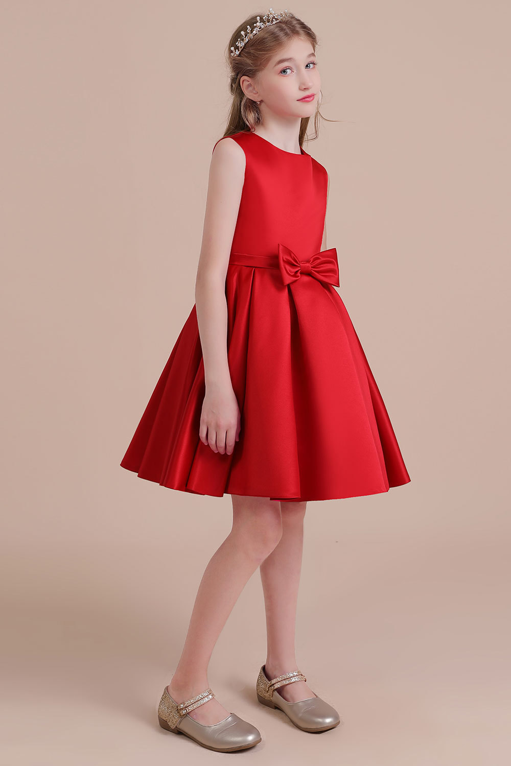 BMbridal A-Line Latest Satin Flower Girl Dress Online-BMbridal