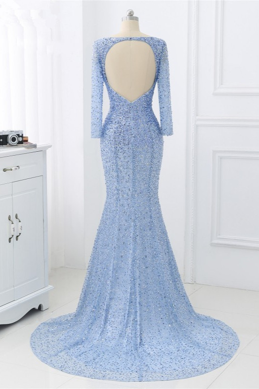 BMbridal Sparkly Sequined Jewel Mermaid Prom Dresses with Long Sleeves Online