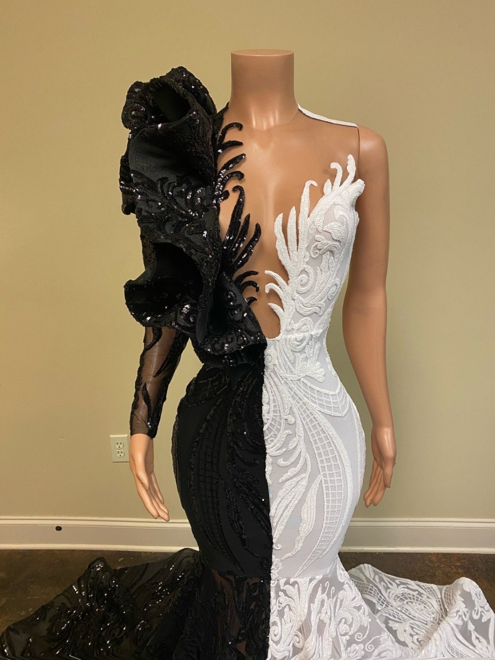 Bmbridal Mix Color Mermaid Prom Dress Sequins Long