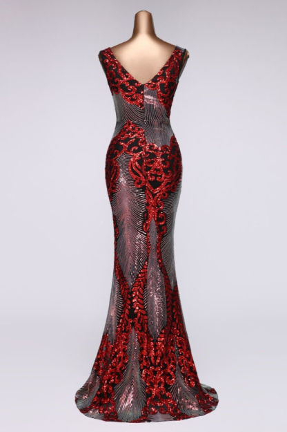 BMbridal Sparkly Sequined V-Neck Mermaid Long Prom Dresses Online