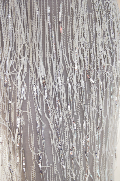 BMbridal Sexy Deep V-Neck Mermaid Silver Prom Sleeveless Sleeveless Crystals Formal Dresses with Tassels-BMbridal