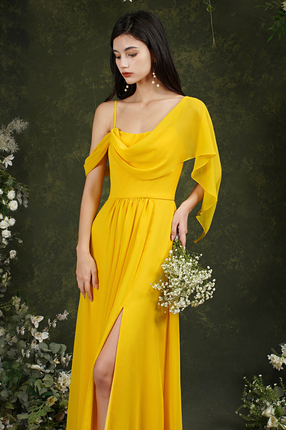 Bmbridal Bridesmaid Dress Side Split Long Chiffon-BMbridal