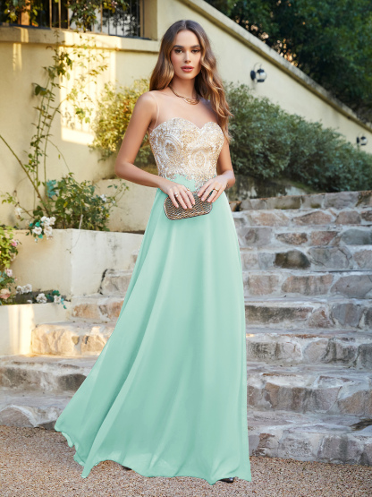 Beautiful Floor-Length Sleeveless A-Line Chiffon Bridesmaid Dresses