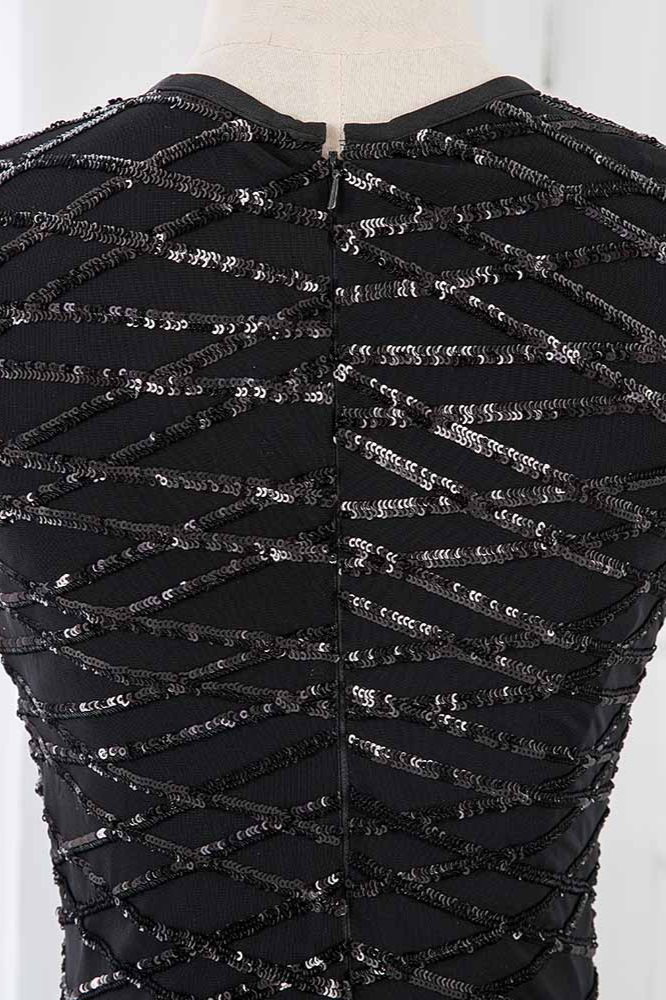 BMbridal Gorgeous Jewel Sleeveles Black Mermaid Prom Dresses with Beadings