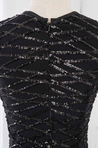 BMbridal Gorgeous Jewel Sleeveles Black Mermaid Prom Dresses with Beadings