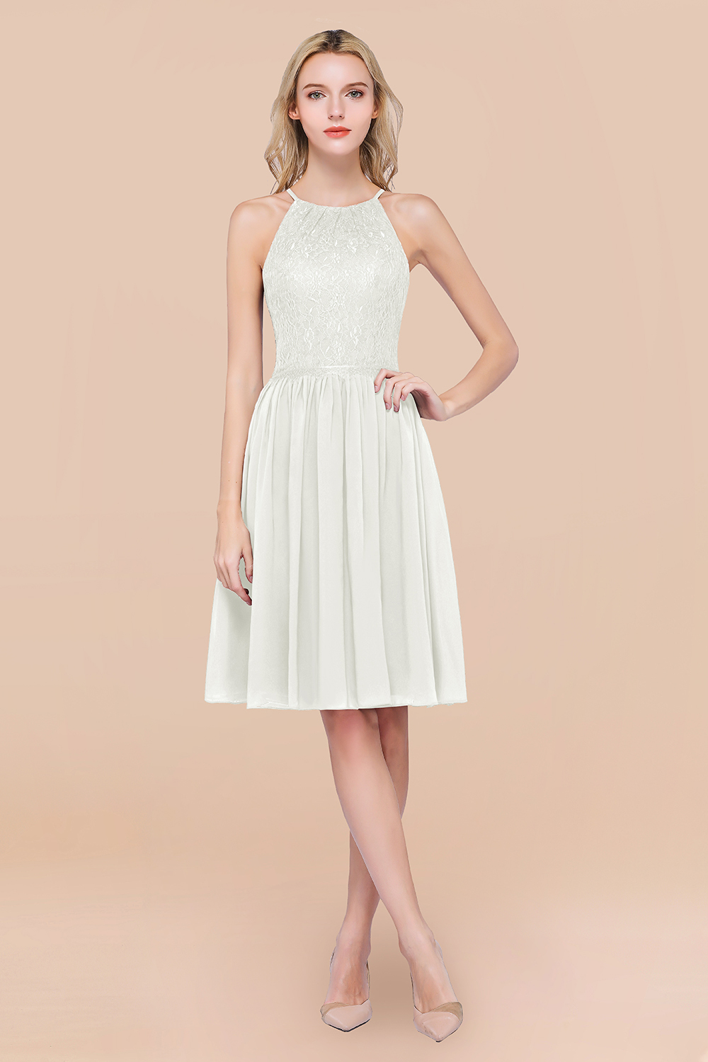 BMbridal Lovely Burgundy Lace Short Bridesmaid Dress With Spaghetti-Straps-BMbridal