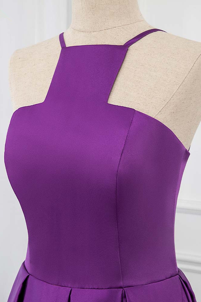 BMbridal Chic Satin Spaghetti Straps Sleeveless Long Prom Dresses with Ruffle Online
