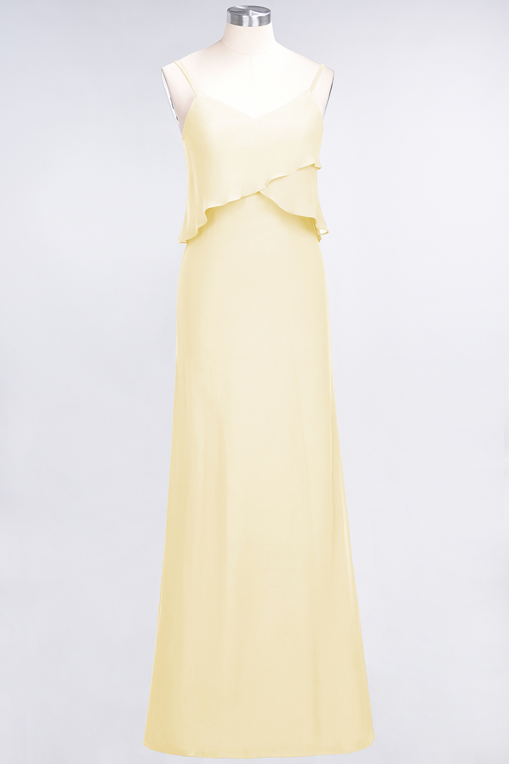 BMbridal Affordable Spaghetti-Straps V-Neck Burgundy Chiffon Bridesmaid Dresses-BMbridal