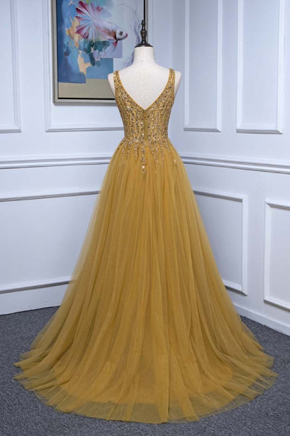 BMbridal Glamorous Tulle Straps V-Neck Ruffle Prom Dresses with Beadings Online