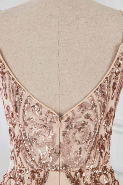BMbridal Chic Spaghetti Straps V-Neck Sleeveless Prom Dresses with Appliques