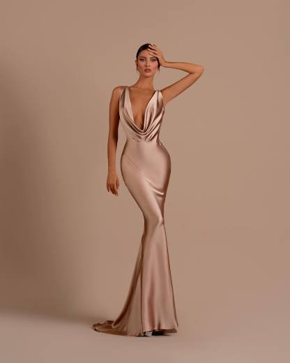 Black Deep V Neck Sleeveless Mermaid Long Prom Dress With Pleated