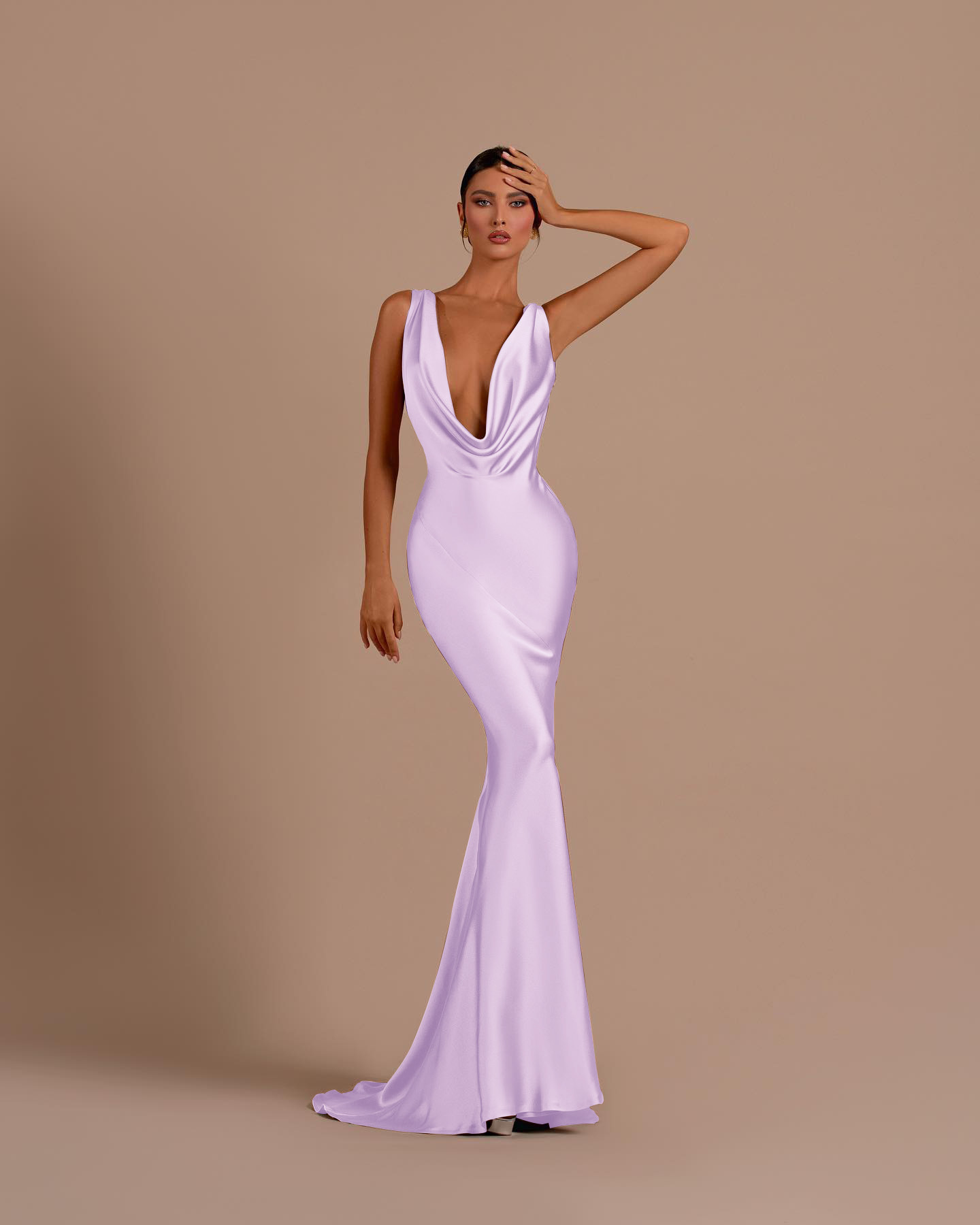 Black Deep V Neck Sleeveless Mermaid Long Prom Dress With Pleated