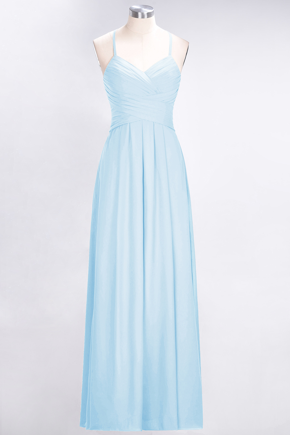 BMbridal Affordable Spaghetti Straps V-Neck Burgundy Chiffon Bridesmaid Dress with Keyhole Back-BMbridal