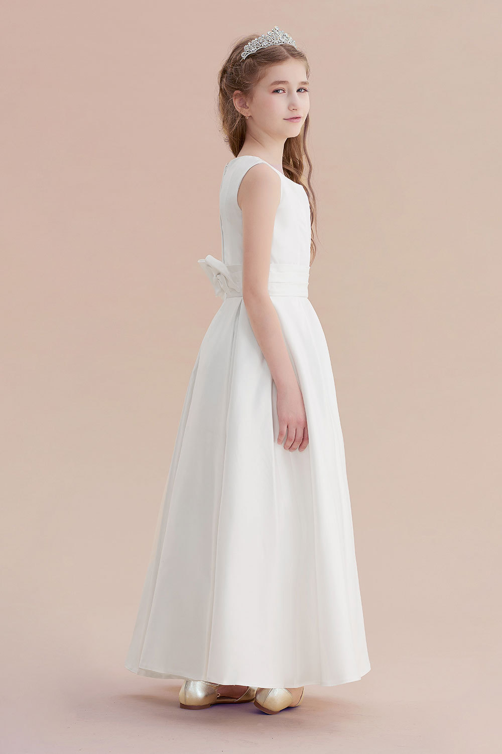 BMbridal A-Line Simple Satin Flower Girl Dress On Sale-BMbridal