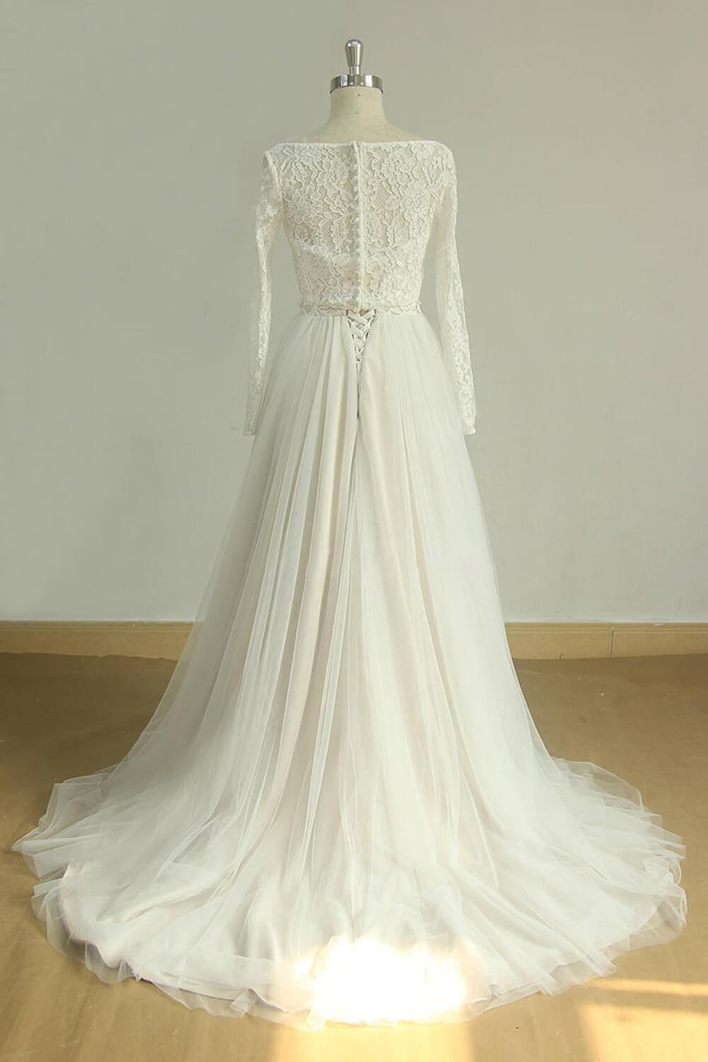 BMbridal Chic Sweetheart Lace Wedding Dress White Tulle Ruffles Bridal Gowns On Sale
