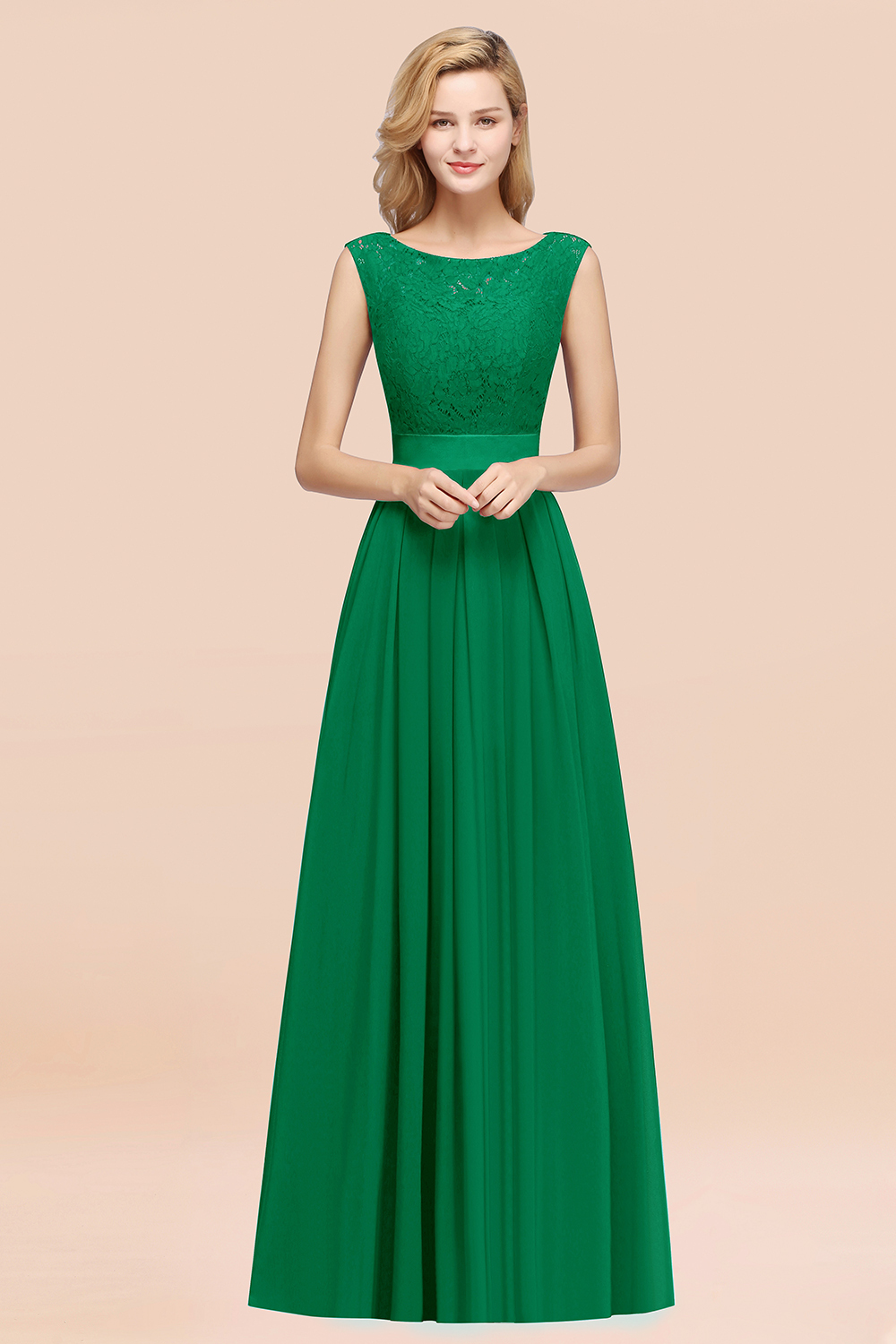 BMbridal Vintage Sleeveless Lace Bridesmaid Dresses Affordable Chiffon Wedding Party Dress Online-BMbridal