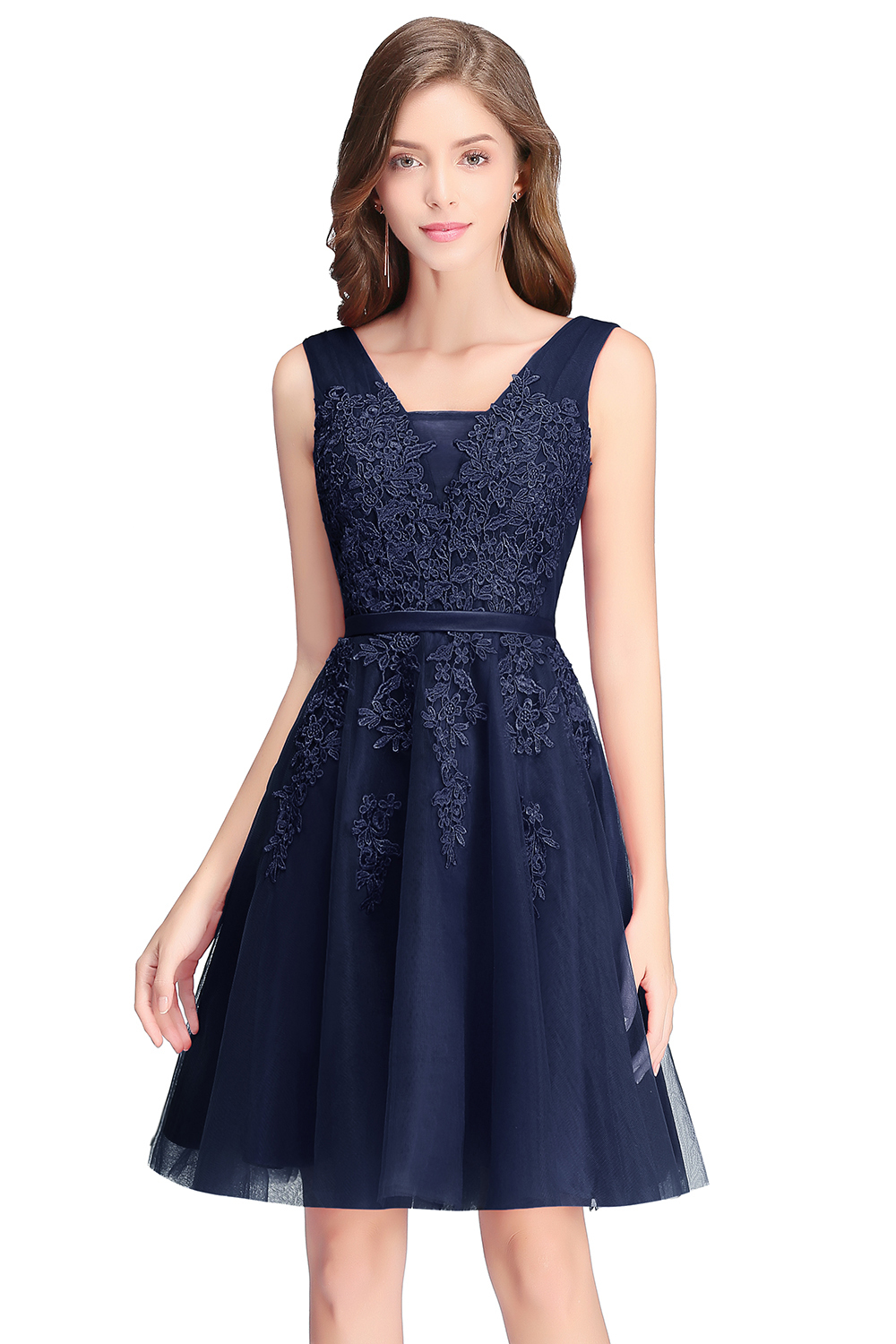 BMbridal A-line Knee-length Tulle Prom Dress with Appliques