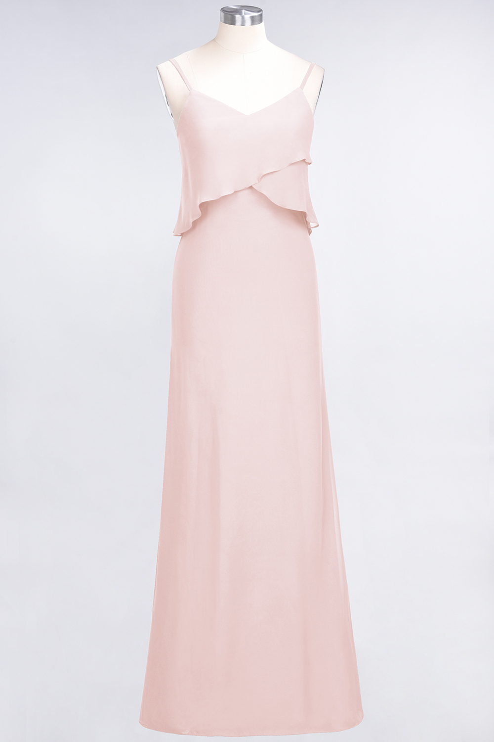 BMbridal Affordable Spaghetti-Straps V-Neck Burgundy Chiffon Bridesmaid Dresses-BMbridal