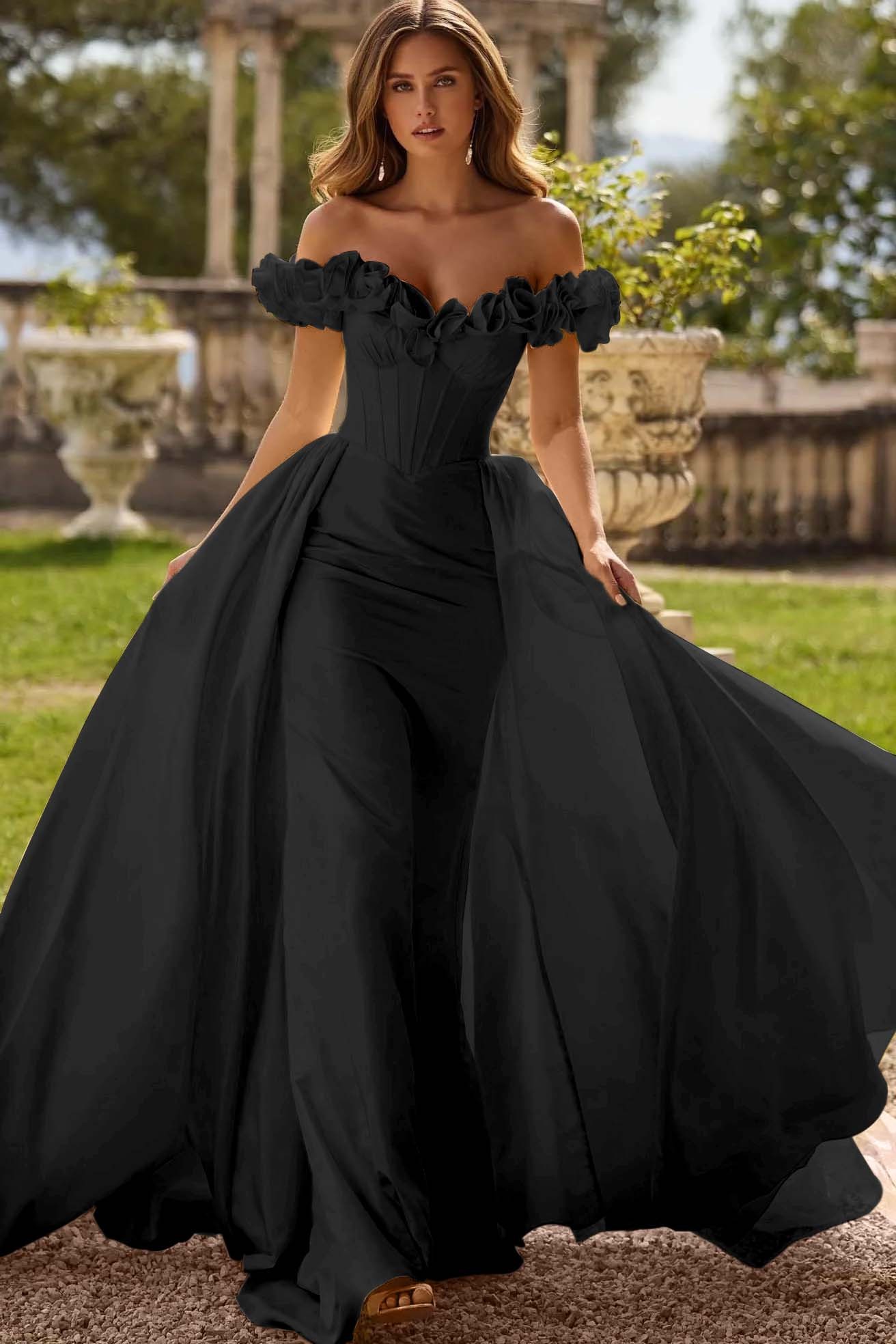 Off the Shoulder Sleeveless Long Mermaid Prom Dress With Pleated