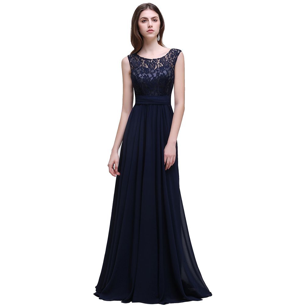 BMbridal Sleeveless Lace Long Chiffon Prom Dress Online
