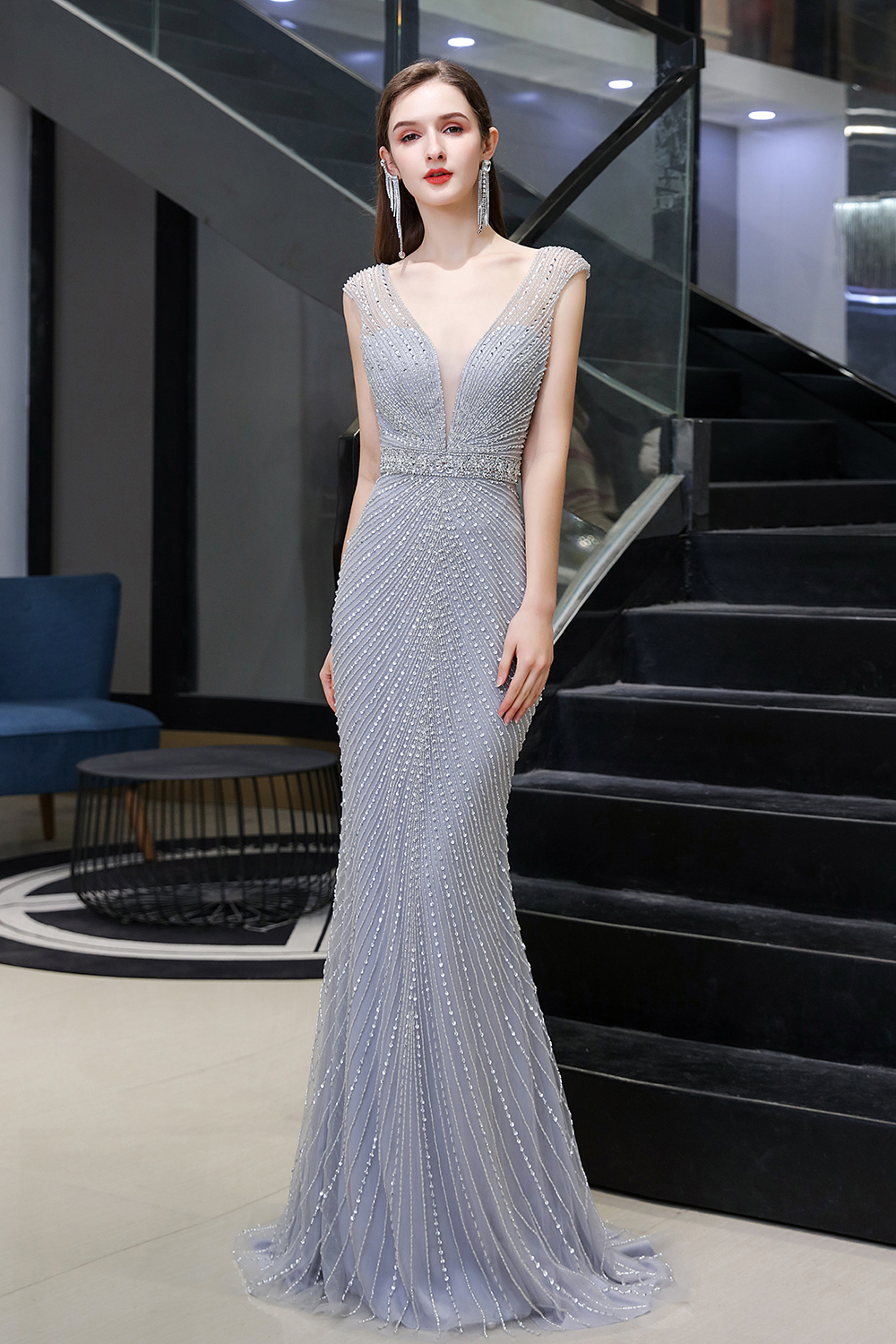 BMbridal Luxurious Beadings Mermaid Prom Dress Long Mermaid Evening Gowns On Sale