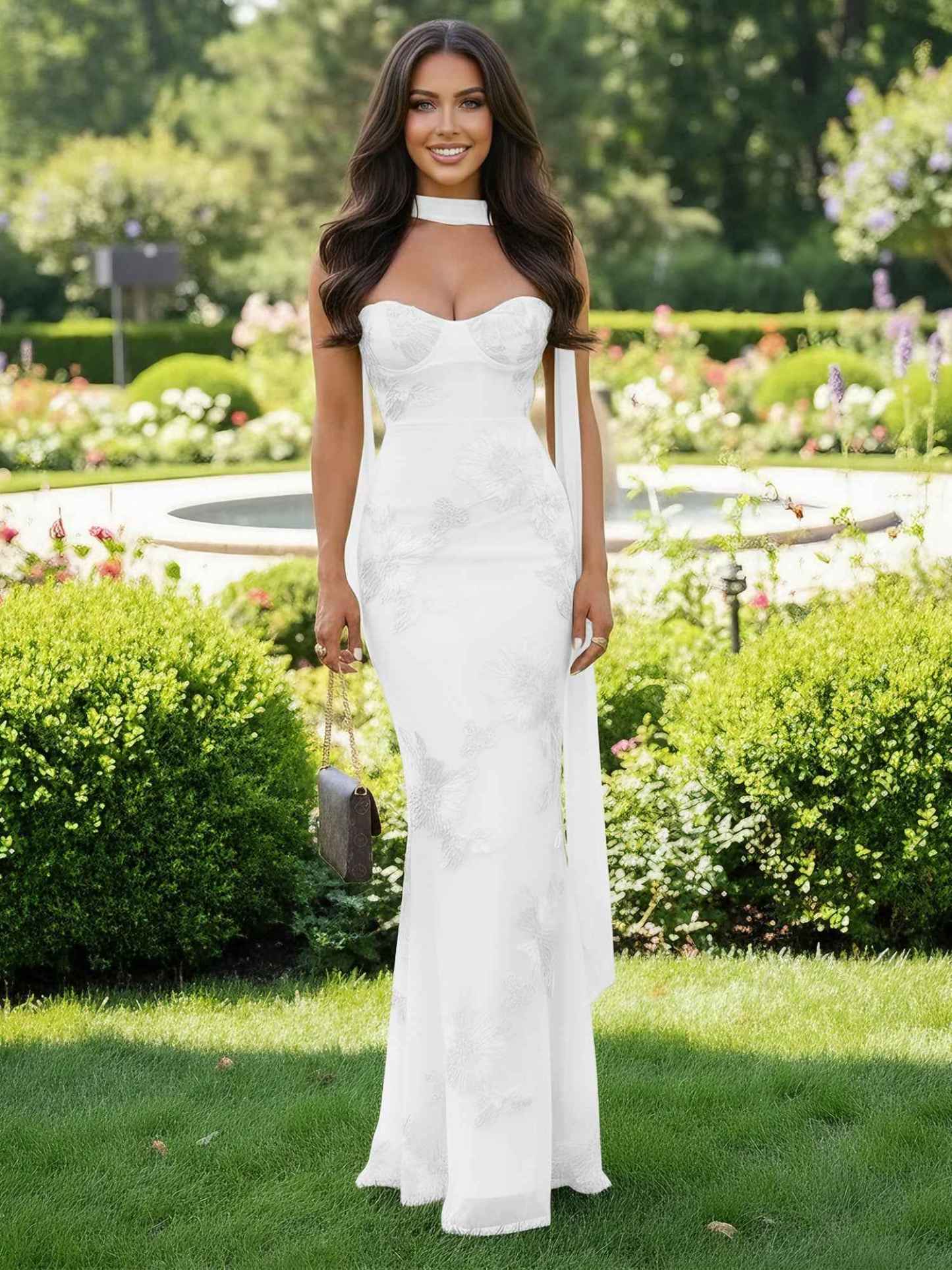 Spaghetti Straps Floral Embroidered Corset Mermaid Long Prom Dress