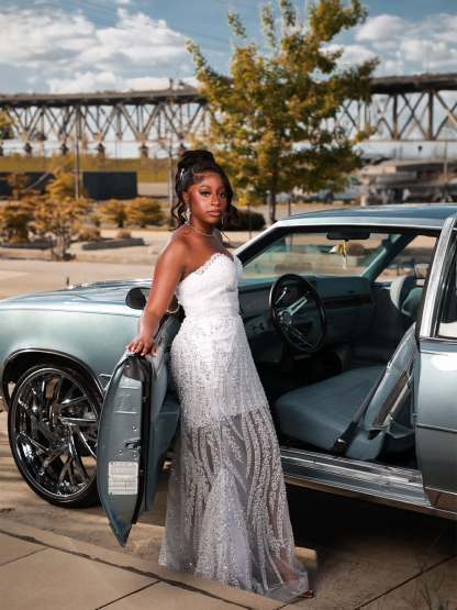 White Strapless Sequin Wave Beaded Mermaid Prom Dress with Sheer Mesh Skirt