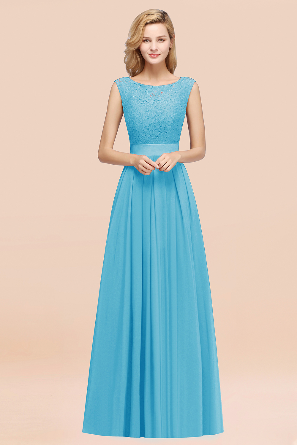 BMbridal Vintage Sleeveless Lace Bridesmaid Dresses Affordable Chiffon Wedding Party Dress Online-BMbridal