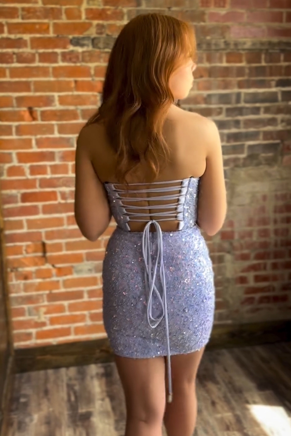 Sparkly Fuchsia Bodycon Sweetheart Sequins Corset Tight Short Homecoming Dress-BMbridal
