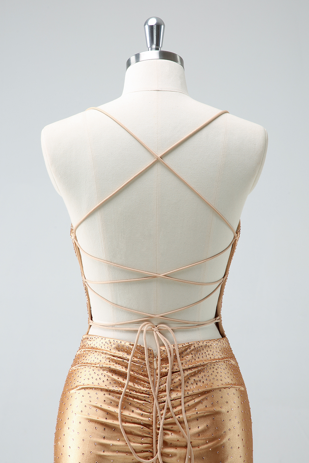 Sparkly Golden Beaded Tight Short Homecoming Dress  BMBRIDAL