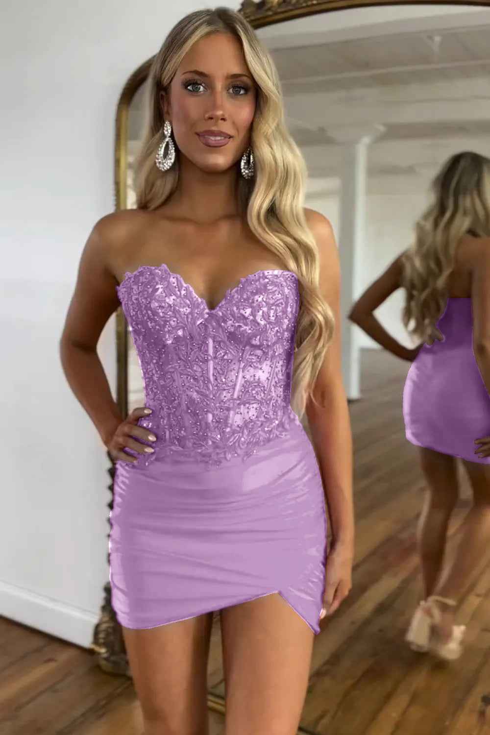Fuchsia Sweetheart Tight Corset Homecoming Dress with Beading - Bmbride
