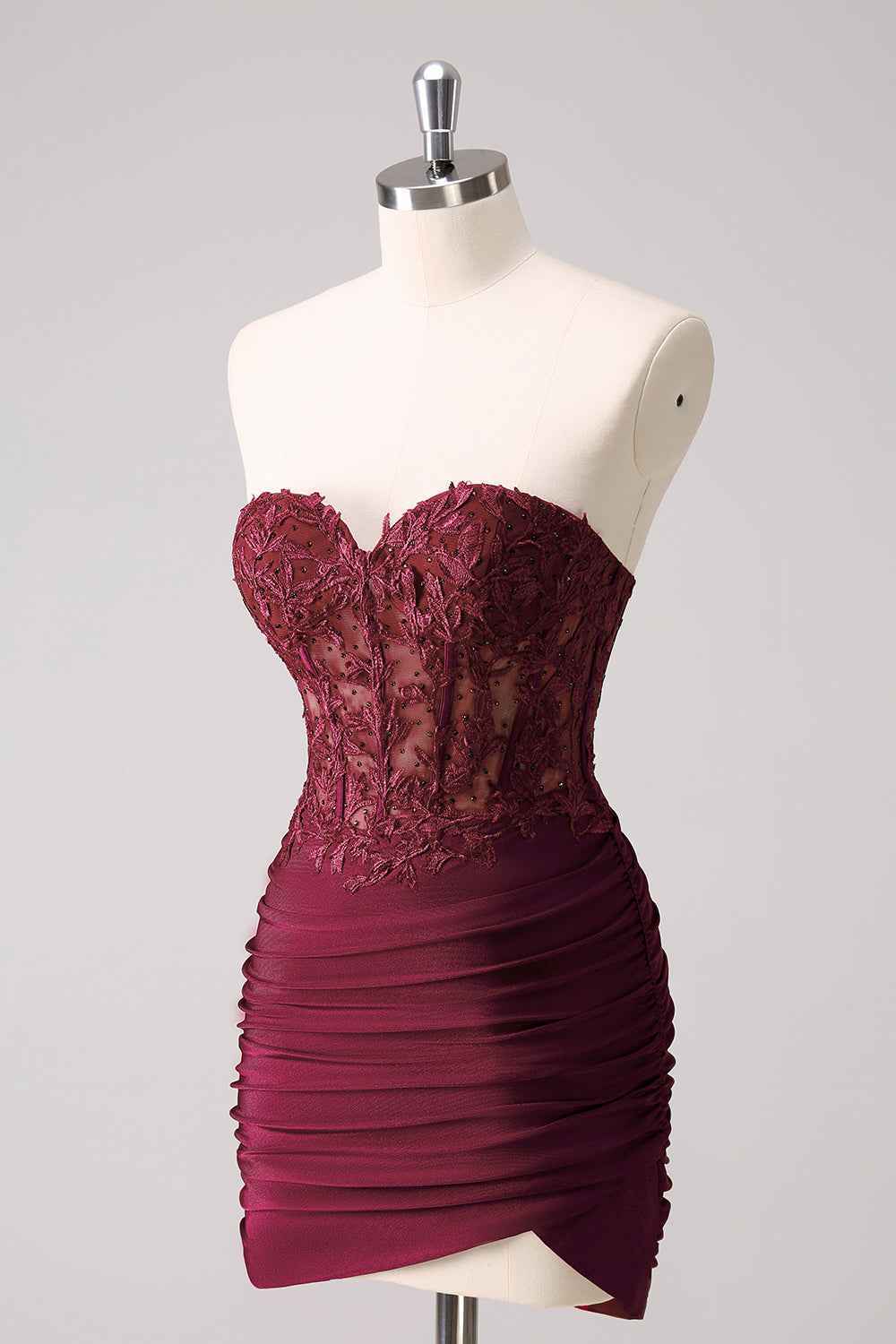 Fuchsia Sweetheart Tight Corset Homecoming Dress with Beading